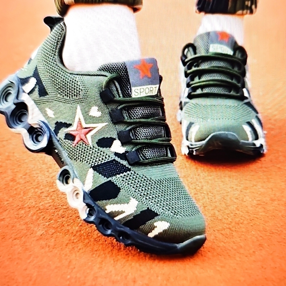 NEW Women's Camouflage Lace Up Mesh Upper Outdoor Sneakers Army Green 6.5 - Picture 2 of 12